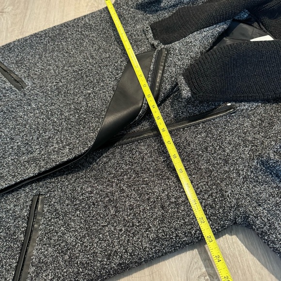 COPY - vince women’s coat size L black gray full zip wool blend lamb leather - Picture 9 of 12